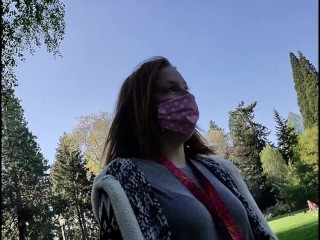 slavegirl ball-gagged in public during Coronavirus